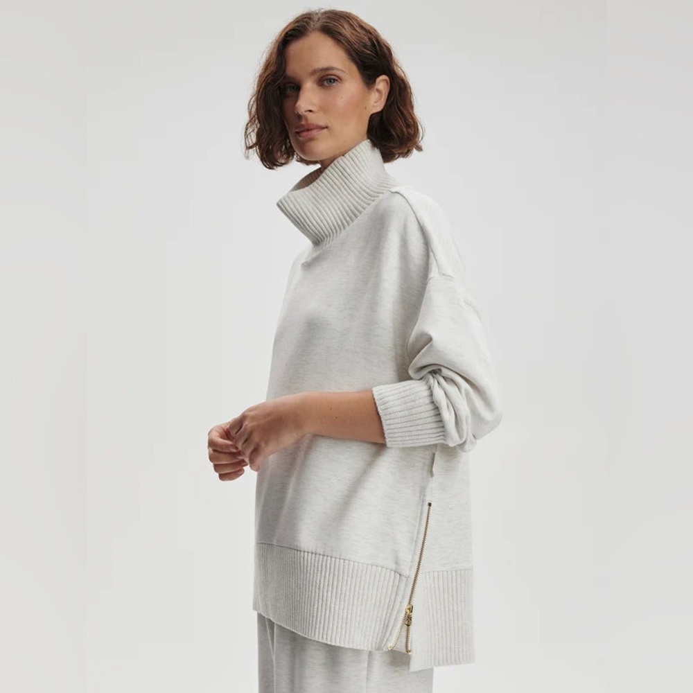 Varley Barker High Neck Sweat - Ivory Marl Size Medium